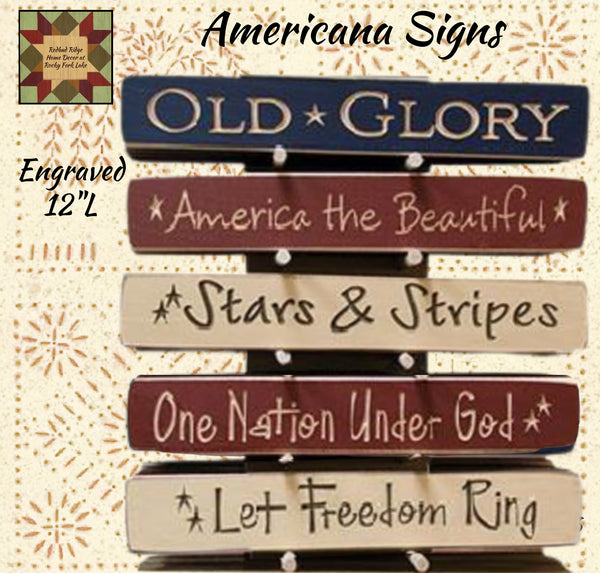 Americana Patriotic Signs Engraved 12"L 6 Styles