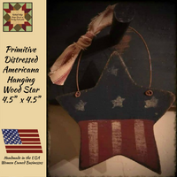 Hanging Primitive Americana Heart & Star Set of 2 Ornaments