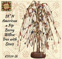 Americana Country Colonial Willow Pip Berry & Stars Tree 6", 12" or 18"