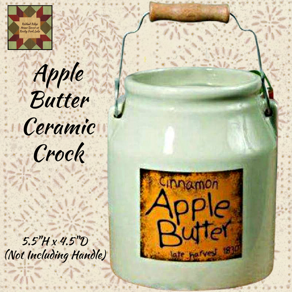 Apple Butter Ceramic Crock with Wire Handle