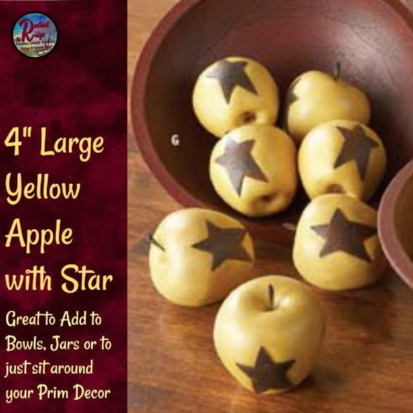 Apples with Primitive Stars Artificial Decorative 4" Set of 3