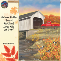 Fall Autumn Bridge Sunset Large Red Truck Flag 28"x40"