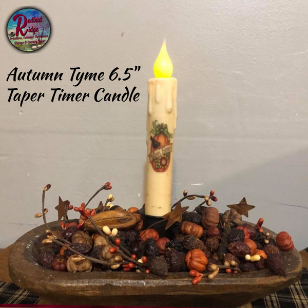 Fall Candle Taper Autumn Tyme Timer Candle 6.5"