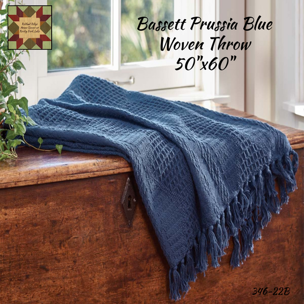 Bassett Prussia Blue Woven Throw 50"x60