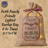 Faith Family Friends Lighted Large Burlap Bag with Berries & Willow Trees **50% Savings