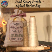 Faith Family Friends Lighted Large Burlap Bag with Berries & Willow Trees **50% Savings