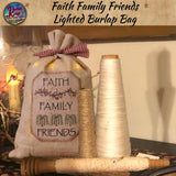 Faith Family Friends Lighted Large Burlap Bag with Berries & Willow Trees **50% Savings