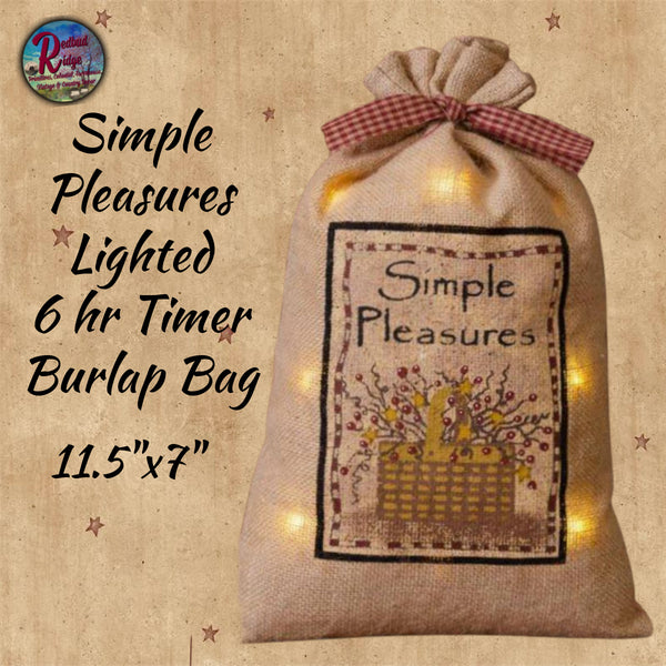 Simple Pleasures Large Lighted Burlap Bag with Basket & Berries **50% SAVINGS