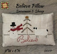 Believe Pillow with Snowman & Sheep