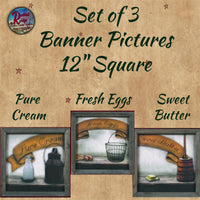 Banner Pictures Pure Cream, Fresh Eggs & Sweet Cream Set of 3