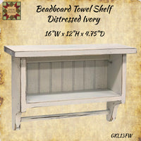 White Beadboard Shelf with Display Bar