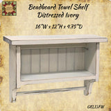 White Beadboard Shelf with Display Bar