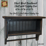 Black Wood Beadboard Distressed Shelf with Display Bar