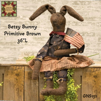 Betsy Bunny Grungy Brown Primitive Flag Waving