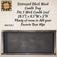 Distressed Black Wood Candle Tray (fits 5 Wick Loaf Candle)