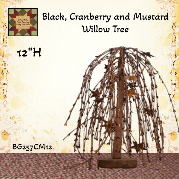 Willow Tree Black Cranberry Mustard Pip Berry Stars 12"H