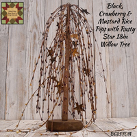 Mercantile 18" Black, Cranberry & Mustard Rice Pip Berries with Rusty Stars