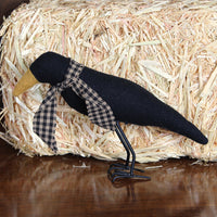 Crow Figurine Black Fabric