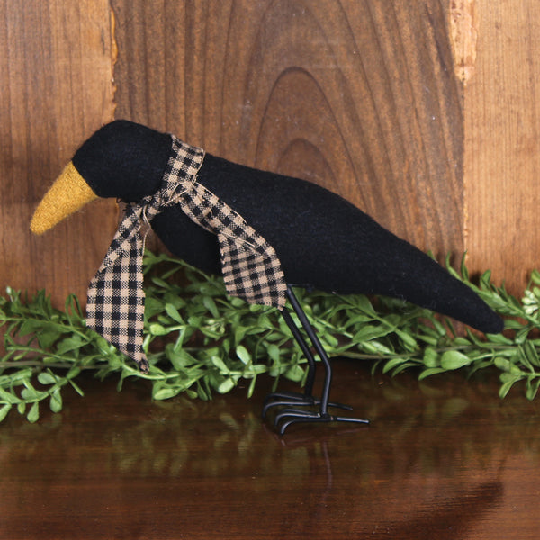 Crow Figurine Black Fabric