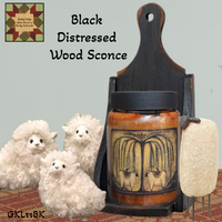 Black Distressed Wood Sconce 12.5"H