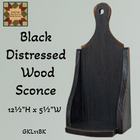 Black Distressed Wood Sconce 12.5"H