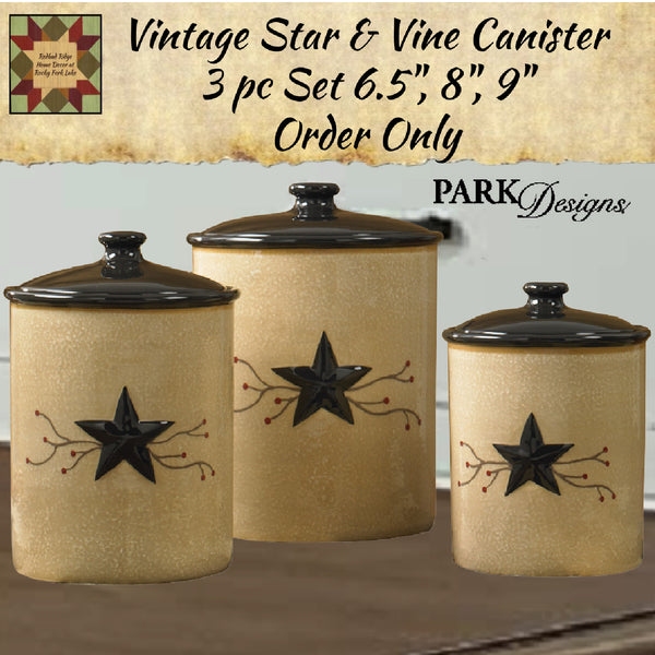 Vintage Black Star Vine Canister Collection Park Designs