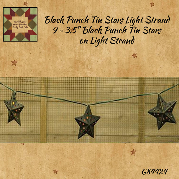 Punch Tin Black 9 Stars Strand Light