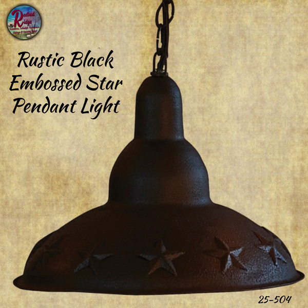 Pendant Light Rustic Black Embossed Star