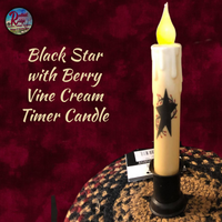 Candle Taper Cream Black Star with Berry Vine Timer