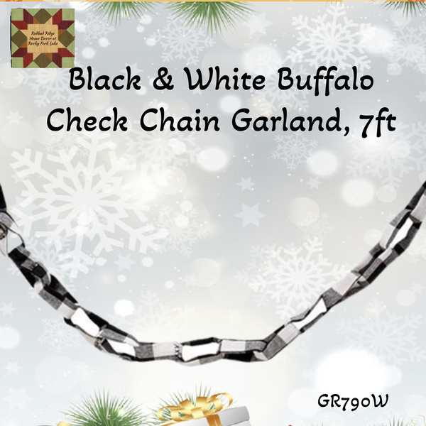 Black & White Buffalo Check Chain Garland, 7ft
