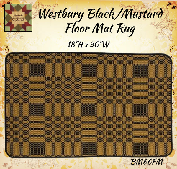 Westbury Black/Mustard Non-Slip Floor Mat Rug