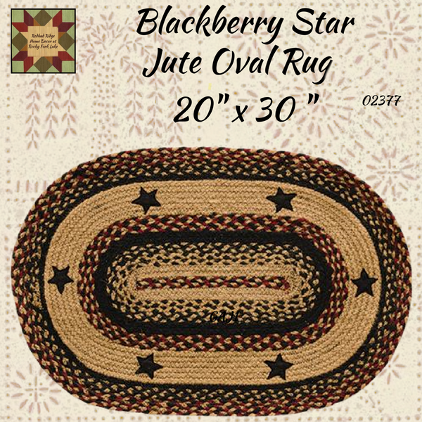 Blackberry Star Oval Jute Rugs Assorted Sizes