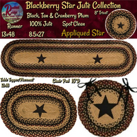 Blackberry Star Jute Table Toppers & Chair Pads