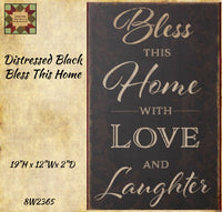 Distressed Black Bless This Home 19"H x 12"W