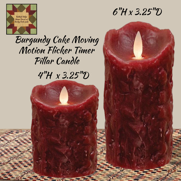 Burgundy Realistic Moving Motion Flame Pillar Candle