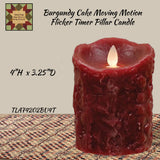 Burgundy Realistic Moving Motion Flame Pillar Candle