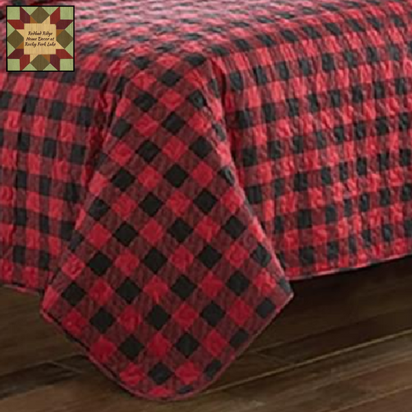 Buffalo Plaid Check Red & Black King or Queen 3 pc Bedding Set