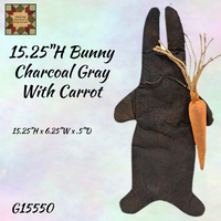 Primitive Grungy Bunny with Carrot Charcoal Gray