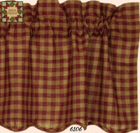 Burgundy Check Scalloped Layered Valance 16"x72"