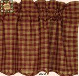 Burgundy Check Scalloped Layered Valance 16"x72"