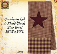 Star Cranberry Red/Khaki Check Towel