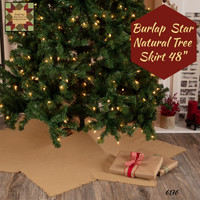 Burlap Natural Star Tree Skirt 48"