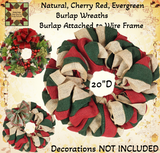 Burlap Wreath 15" & 20"D Assorted Colors