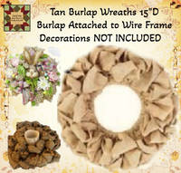 Burlap Wreath 15" & 20"D Assorted Colors