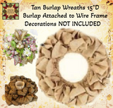 Burlap Wreath 15" & 20"D Assorted Colors