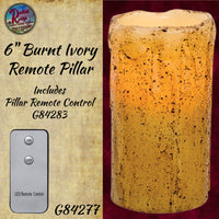 6" Burnt Ivory Remote Remote Pillar Candle with/without Remote
