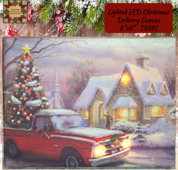Red Truck Christmas Delivery Lighted LED Canvas