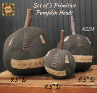 Pumpkin Heads Charcoal Set of 3