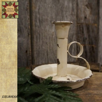 Rustic Aged Cream Metal Candle Holder