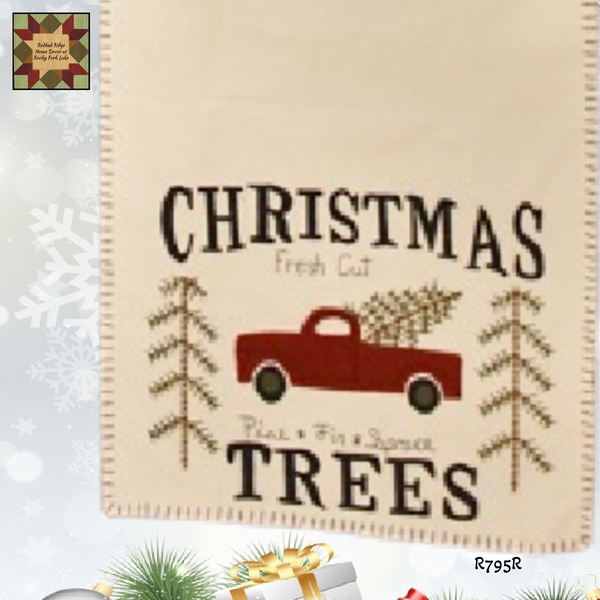 Red Truck Christmas Trees Runner 48"L